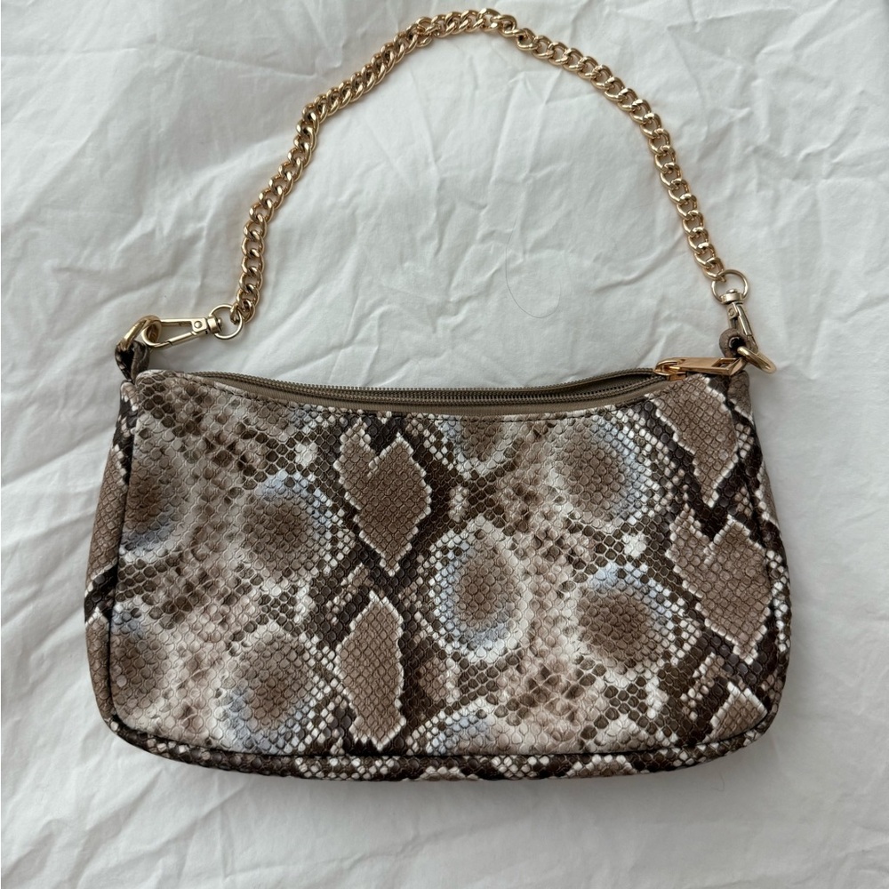 Glassons Brown and Gold Snakeskin Shoulder Bag